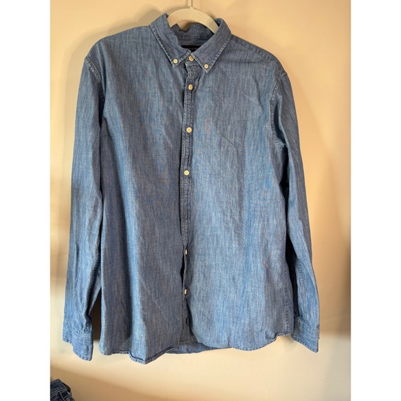 Banana Republic Mens Chambray Button Down Shirt Long Sleeve Casual Slim Fit L - Picture 1 of 6